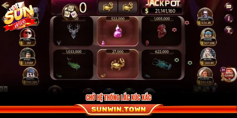 Chờ hệ thống tiến hành lắc các viên xúc xắc